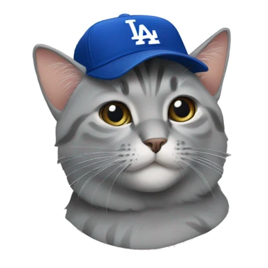Grey cat wearing dodgers hat sticker