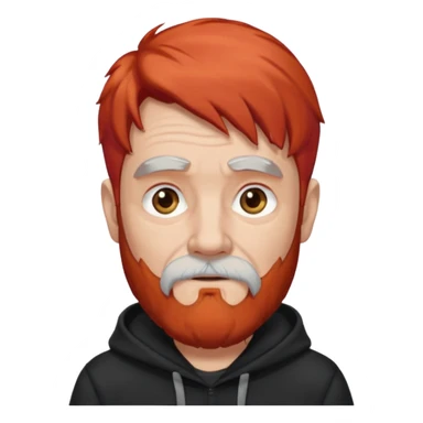old man with red hair and black hoodie sticker
