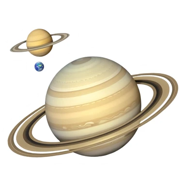 stylized planet Saturn with a ring and a tiny satellite emoji sticker