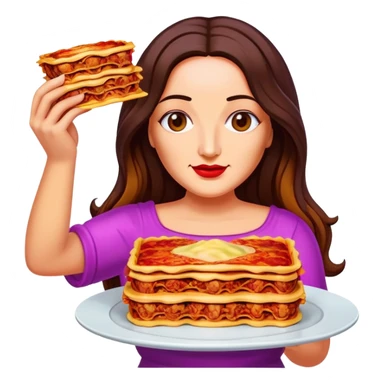 pop art neon Monalisa holding Melted spam meat lasagna sticker