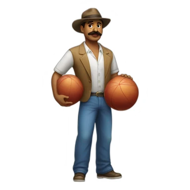 Cuban Man with mustache strenuously carrying heavy balls sticker