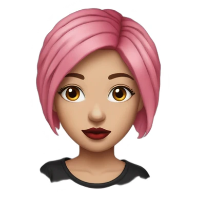 young-women-long-pink-hair-blue-eyes-red-lips-black-t-shirt-with-tattoo-and-bandage-on-the-nose sticker