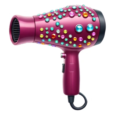 burgundy blow dryer covered in gems sticker