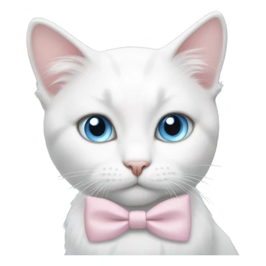 White cat light pink bow light blue eyes  sticker