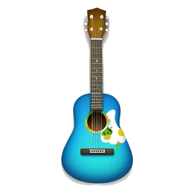anthropomorphic hippie guitar, showing a sign of peace sticker