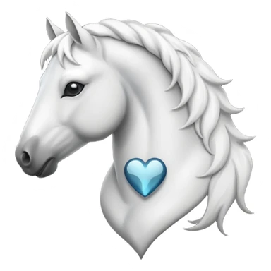 White Horse centered within a black heart emoji sticker
