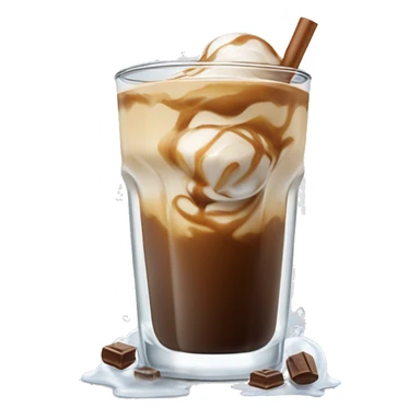 Cool iced coffee drink in a clear glass so the swirl of creamer mixing in is visible with ice cubes floating  sticker
