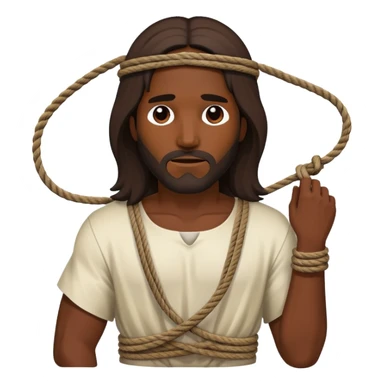 Dark skin christ Jesus tied to ropes injured  sticker