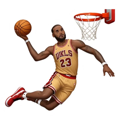 LeBron James dunking over Michael Jordan sticker