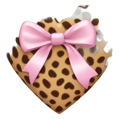 cheetah print heart with a light pink bow sticker