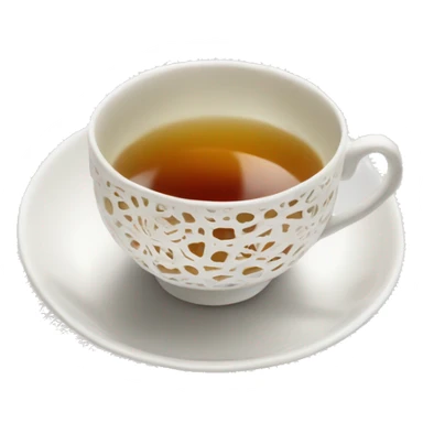 White tea cup on top lace doily sticker