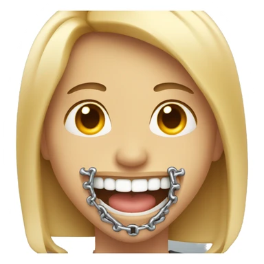 person with metal braces on teeth smiling sticker