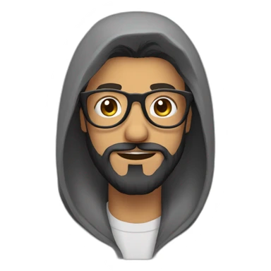 Bearded arab man with glasses and a Yorkie dog sticker