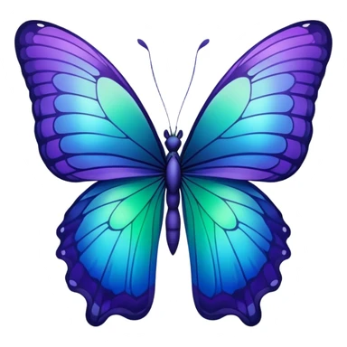 Gradient iridescent purple indigo blue cyan green butterfly sticker