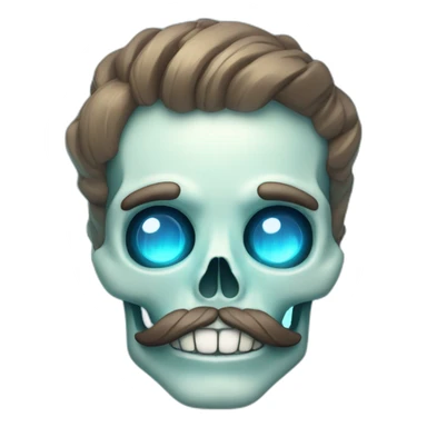 light blue skull pencil mustache glowing gemstone in forehead sticker