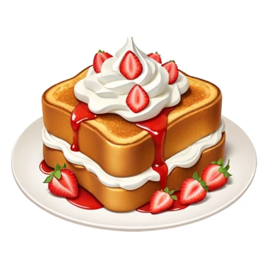 French toast with strawberry on top and whipped cream sticker