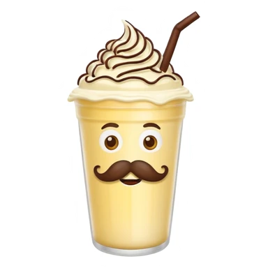 banana milkshake in a take-out cup with mustache sticker