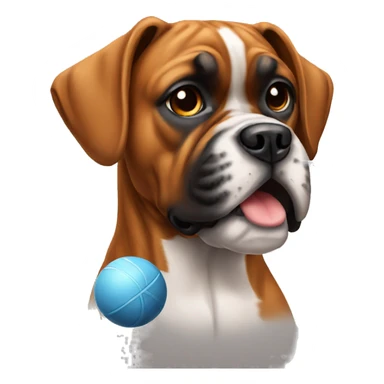 Boxer dog with ball sticker