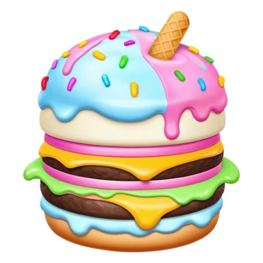Melted neon kawaii pastel ice cream burger sticker