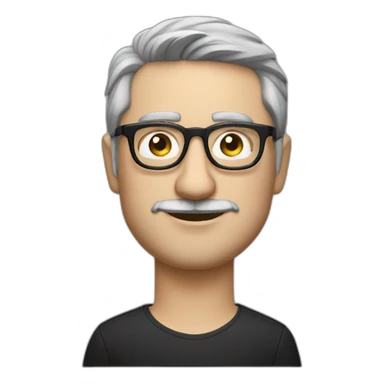 Black Tesla Model 3 with middle age lean white man with black hair & glasses sticker