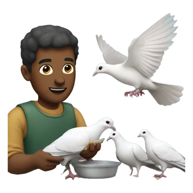 white man feeding pigeons sticker