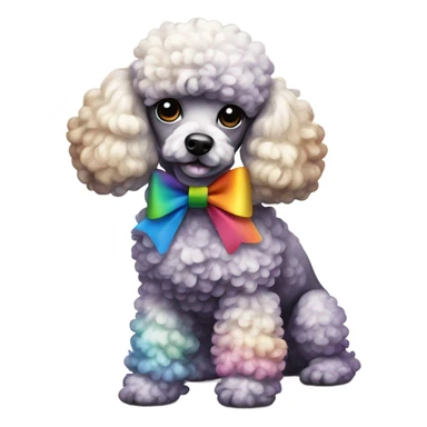 Rainbow poodle with bow sticker