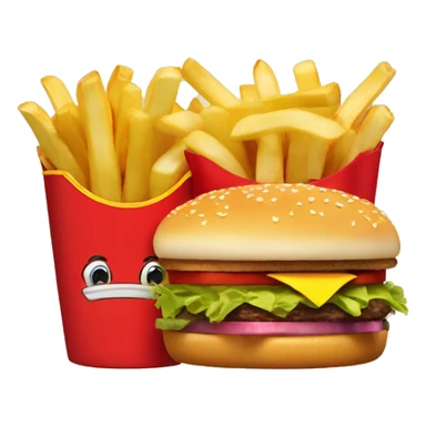 French fries and a hamburger in a mcdonald sticker