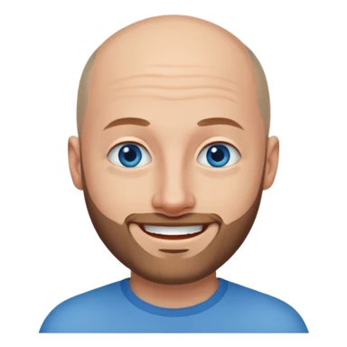 homme yeux bleus presque chauve et une barbe courte moins de chevaux et sourir sticker