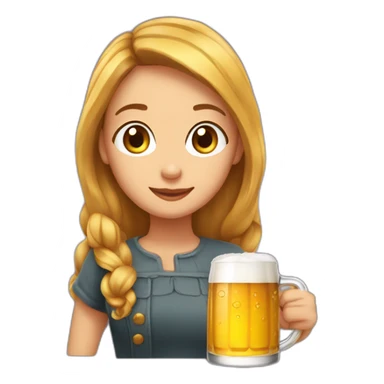 Lucie lucas avec une bière sticker