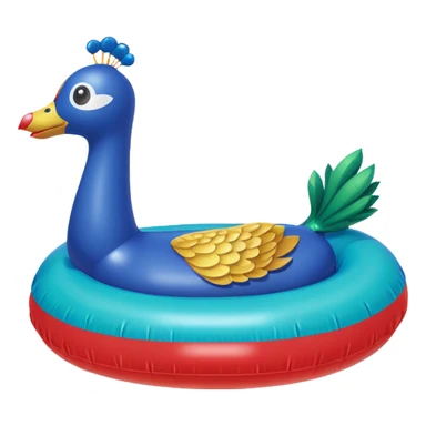 Red balloon animal dog pool floatie and peacock pool floatie sticker