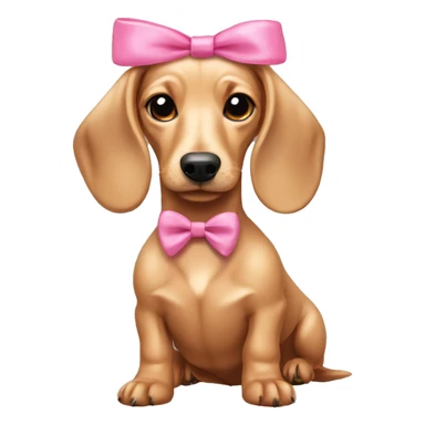 Beige dachshund dog with a pink bow sticker