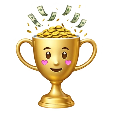a winnig cup with money symbol emoji sticker