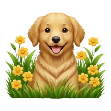 dog in flowered grass sticker