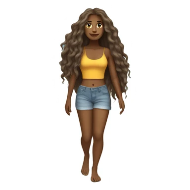 brownskin woman with very long hair going to beach sticker