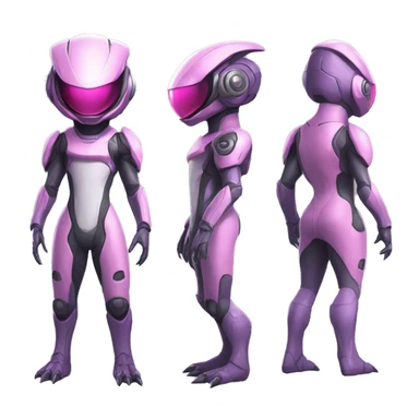 Lizard-Reptile-Raptor-Alien-Genesect-Mewtwo-Fakémon, with pink eyes, with a futuristic visor-helmet, wearing a techwear-suit, Full Body sticker