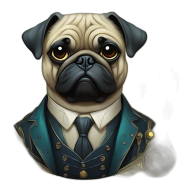 A cyberpunk pug in Art Nouveau style during 1910 sticker