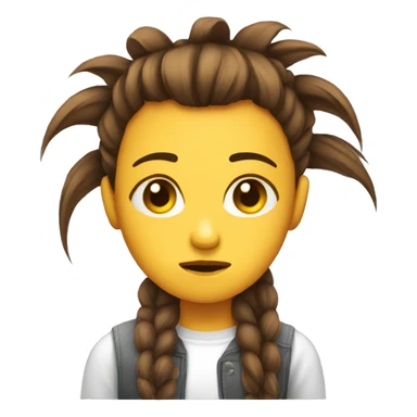 sad girl emoji with mohawk give her brown long hair sticker
