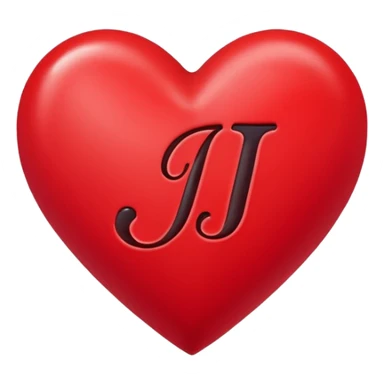 Cursive J initial in read heart sticker