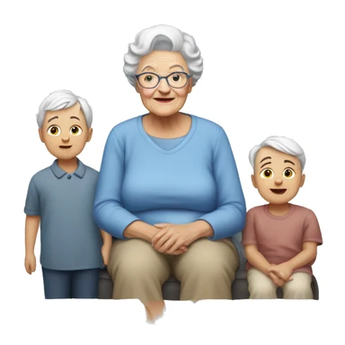 White Grandma With Four grand childs sticker