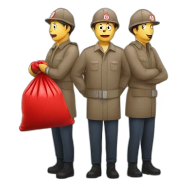 3 Man with red garbage bag in the bag danger logo sticker