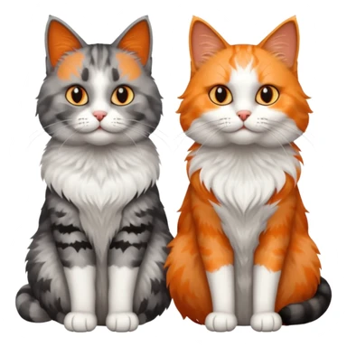 a very fluffy grey and white cat sitting next to another cat sticker