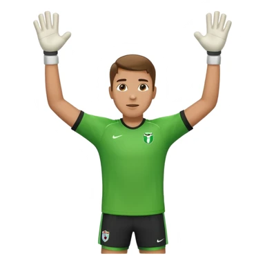 soccer goalkeeper green shirt, shorts football boots arms up sticker