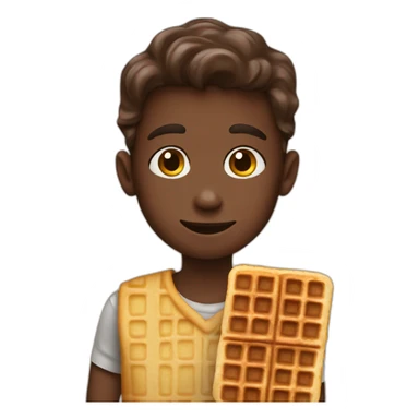 Boy with waffle chocolate sticker