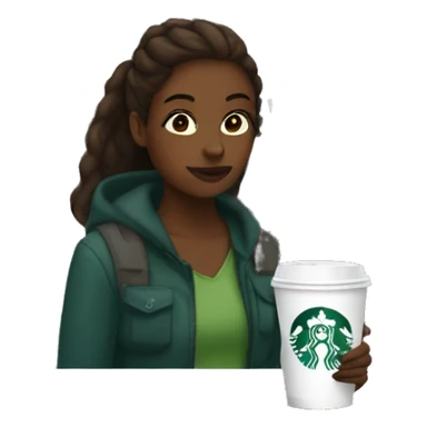 Girl at the airport drinking Starbucks sticker
