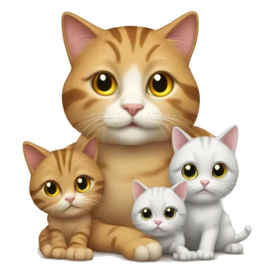 mother cat with 3 kittens sticker