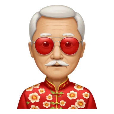 cheongsam ancient old man with sunglasses sticker