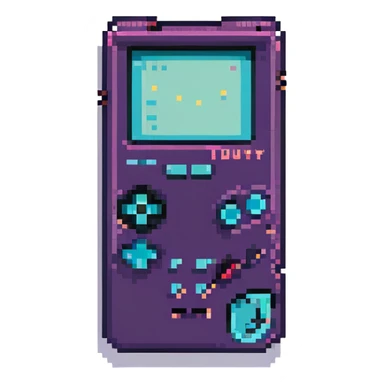 GameBoy, pixel art style, vibrant but limited colors, retro video game vibe, clear outline, iconic GameBoy silhouette sticker