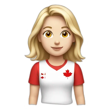 white girl wearing Canada t-shirt sticker