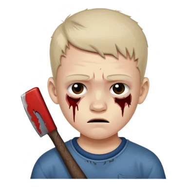 13 y/o Brian robeson at the beginning of Hatchet
distressed, has hatchet, bruised sticker