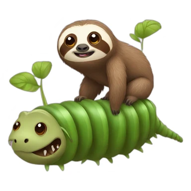 sloth riding caterpillar with head sticker